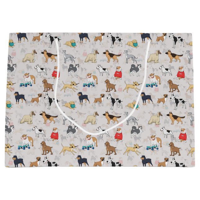 Cute Dogs Pattern Design White Large Gift Bag (Front)