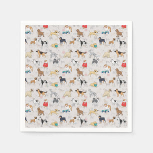 Cute Dogs Pattern Design White Napkin