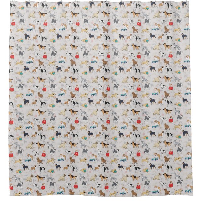 Cute Dogs Pattern Design White Shower Curtain (Front)