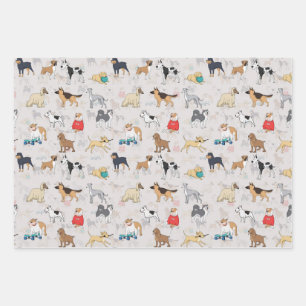 Cute Dogs Pattern Design White Wrapping Paper Sheet