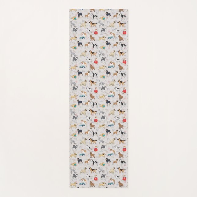 Cute Dogs Pattern Design White Yoga Mat (Front)