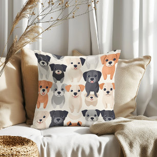 Cute Dogs Pattern Paper Decorative Cushion