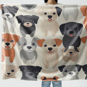 Cute Dogs Pattern Paper Fleece Blanket