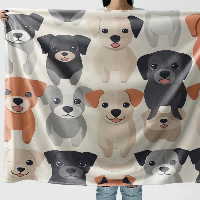 Cute Dogs Pattern Paper Fleece Blanket (Creator Uploaded)