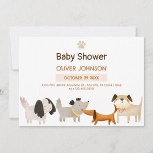 Cute Dogs paw pet baby shower Invitation