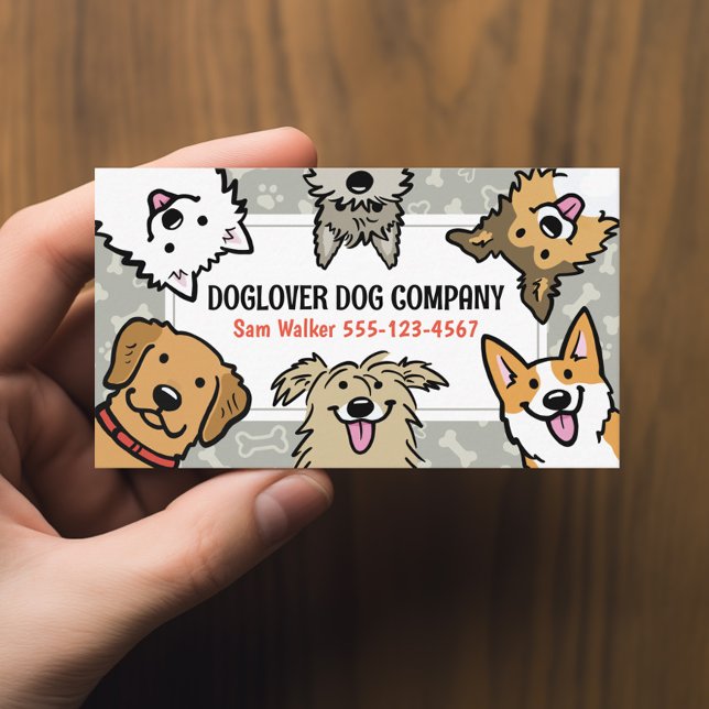 Cute Dogs Pet Sitter Dog Walker Animal Care Business Card (Creator Uploaded)