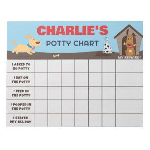 Cute Dogs Potty Chart Personalised Name & Tasks Notepad