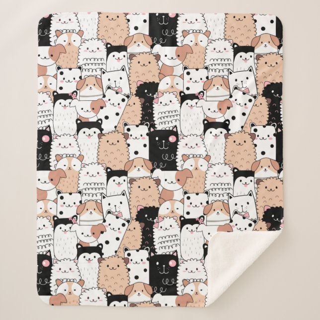 Cute Dogs Sherpa Blanket (Front)