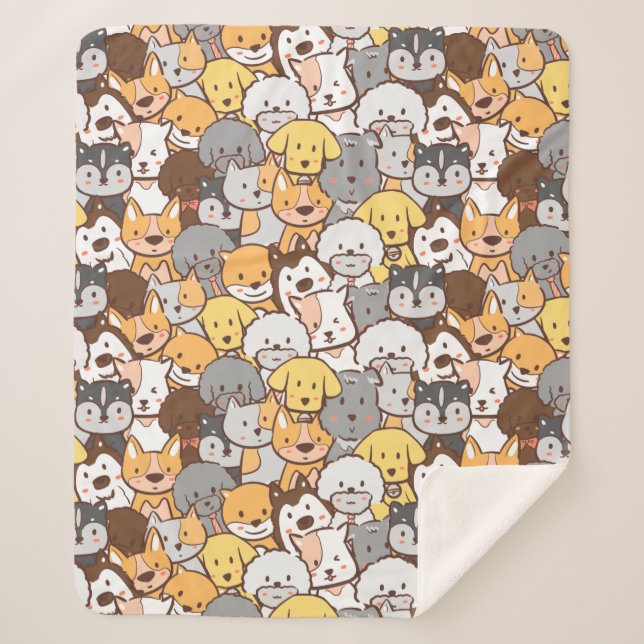 Cute Dogs Sherpa Blanket (Front)