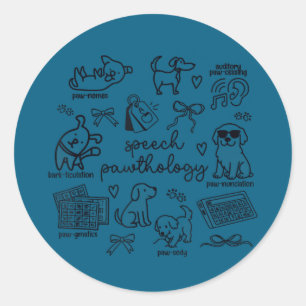 Cute dogs speech pathology language pathologist sl classic round sticker