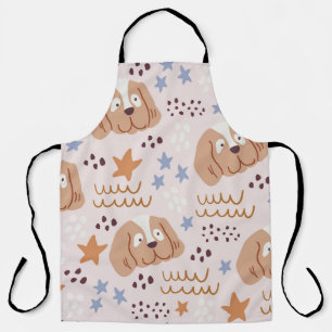 Cute dogs, stars, lines: vintage seamless apron