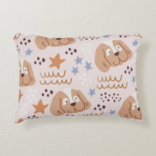 Cute dogs, stars, lines: vintage seamless decorative cushion