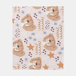 Cute dogs, stars, lines: vintage seamless fleece blanket