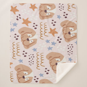 Cute dogs, stars, lines: vintage seamless sherpa blanket