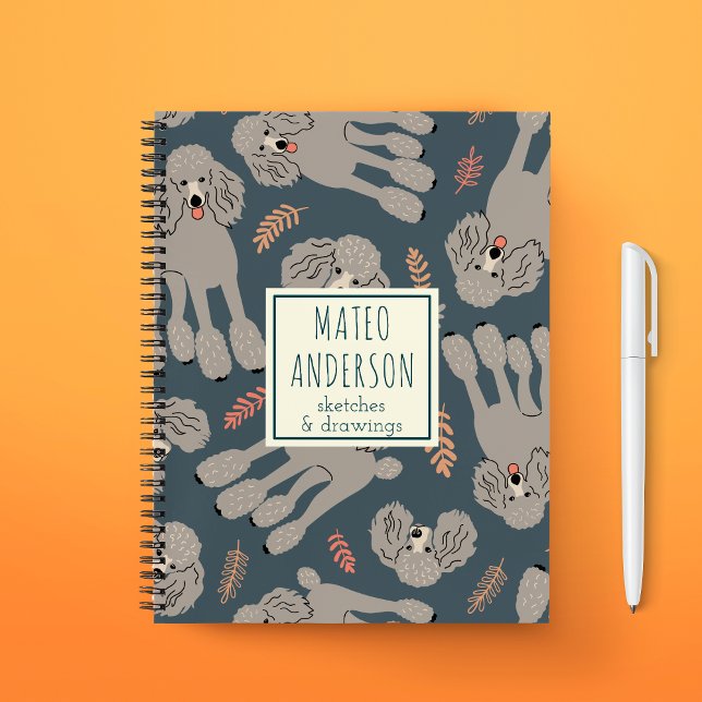 Cute Dogs with Plants Personalised Name Green Notebook (Creator Uploaded)