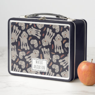 Cute Dogs with Plants Personalised Name Metal Lunch Box