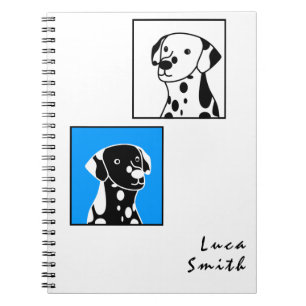 CUTE DOGS WITH SPOTS, DOT, BLACK AND WHITE SIMPLE NOTEBOOK
