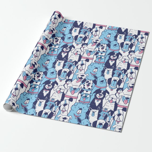 Cute Dogs Wrapping Paper (Unrolled)