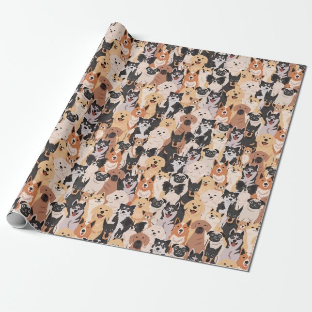 Cute Dogs Wrapping Paper (Unrolled)