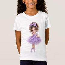 Cute Doll Purple Dress Girls T-Shirt