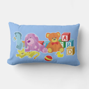 Cute Dolls (Blue) Lumbar Cushion