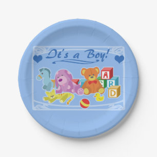 Cute Dolls (Blue) Paper Plate