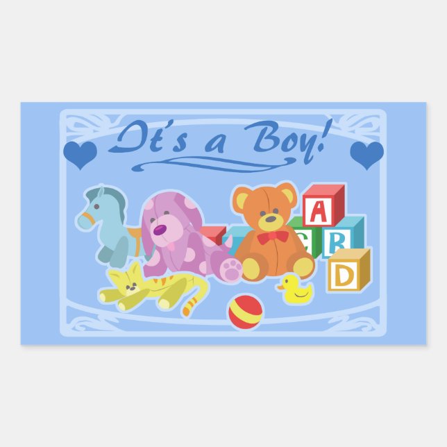 Cute Dolls - It's a Boy! Rectangular Sticker (Front)