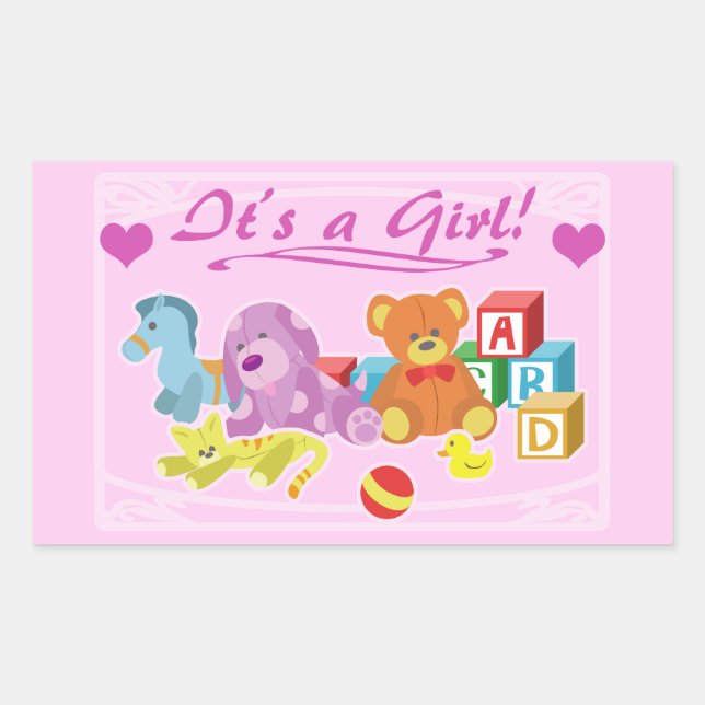 Cute Dolls - It's a Girl! Rectangular Sticker (Front)
