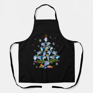 Cute Dolphin Christmas Tree Pet Dolphin Lover Apron