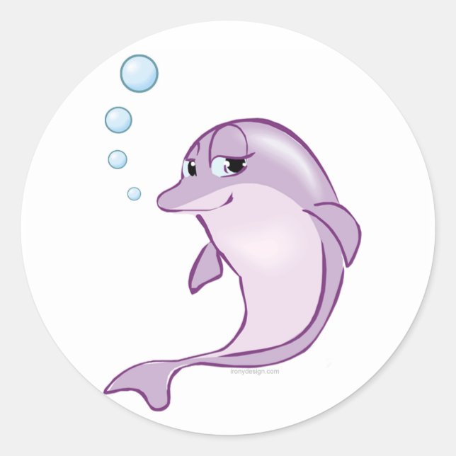 Cute Dolphin Classic Round Sticker (Front)
