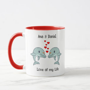 Cute Dolphin Couple Personalised Gift Mug