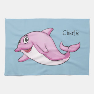 Cute Dolphin custom name hand towel