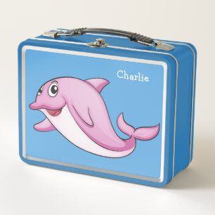 Cute Dolphin custom name Metal Lunch Box