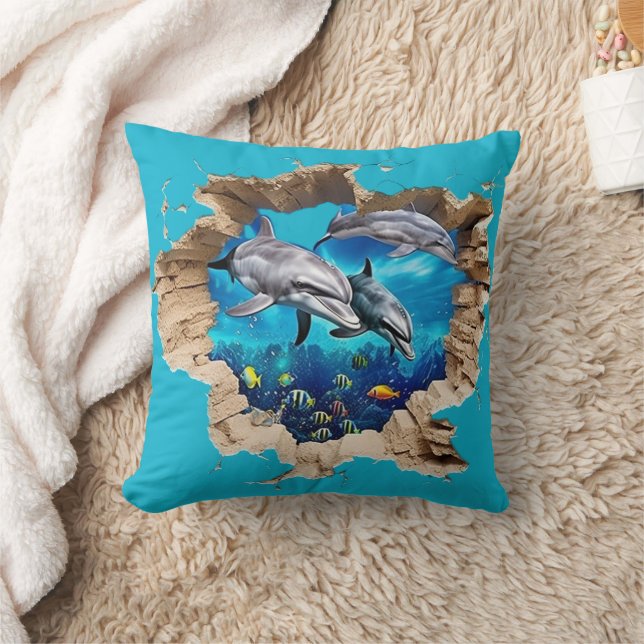 Cute Dolphin Design - Gift for Kids and Adults Cushion (Blanket)