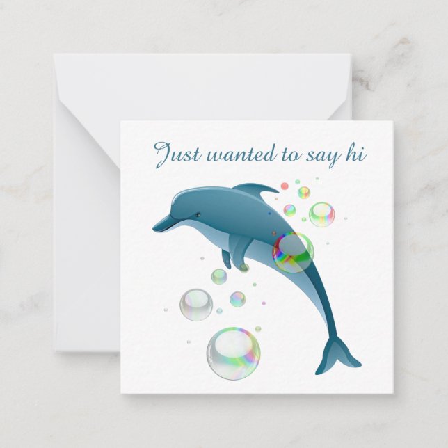 Cute dolphin hello sentiment card (Front)