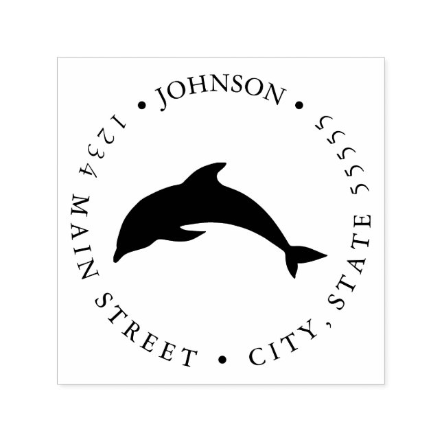 Cute Dolphin Illustration Return Label Self-inking Stamp (Design)