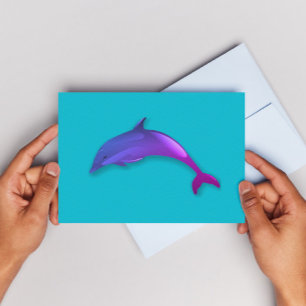 Cute  dolphin in pink purple postcard