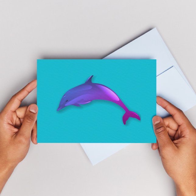 Cute  dolphin in pink purple postcard (Creator Uploaded)