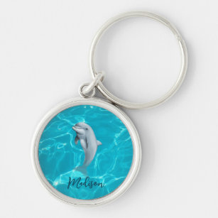 Cute Dolphin In The Water Keychain