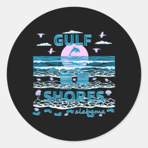 Cute Dolphin Lover Family Gulf Shores Al Family Classic Round Sticker