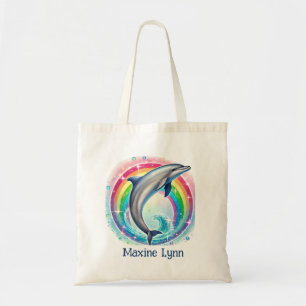 Cute dolphin lovers add name tote bag