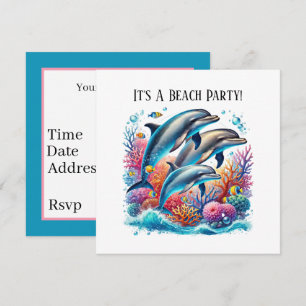 Cute dolphin lovers party  invitation
