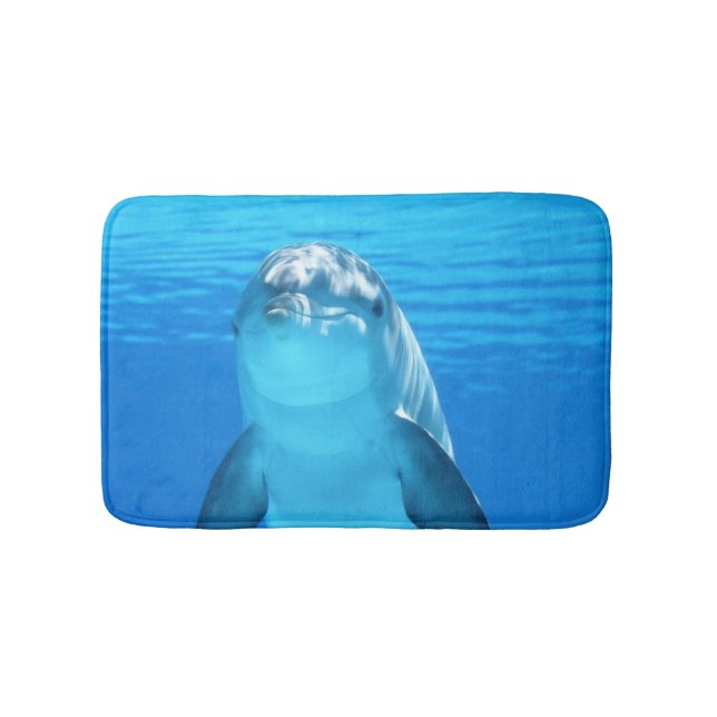 Cute Dolphin Marine Animal in Blue Sea Bath Mat (Front)