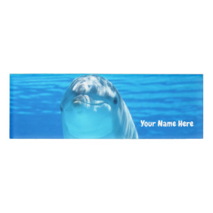 Cute Dolphin Marine Animal in Blue Sea Name Tag