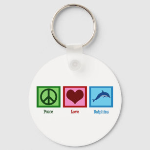 Cute Dolphin Mascot Peace Love Dolphins Key Ring