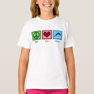 Cute Dolphin Mascot Peace Love Dolphins T-Shirt
