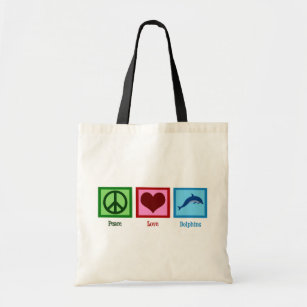 Cute Dolphin Mascot Peace Love Dolphins Tote Bag