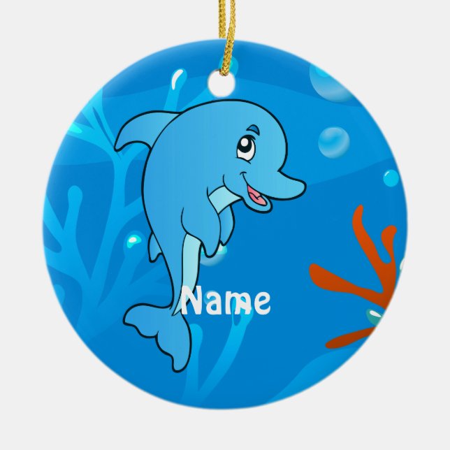 Cute Dolphin Ocean Beach Ornament (Front)
