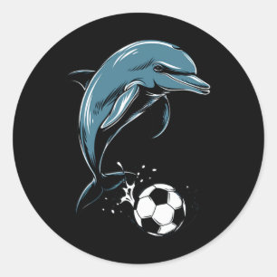 Cute Dolphin Playing Soccer - Cute Orca Playing So Classic Round Sticker