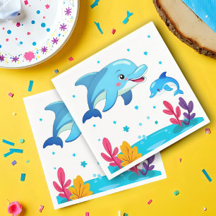 Cute Dolphin Sea Animals Birthday Party Napkin